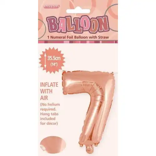 Rose Gold 7 Numeral Foil Balloon 35cm