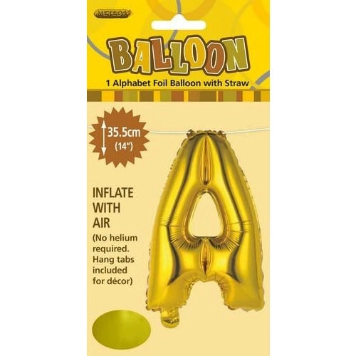 Gold A Alphabet Foil Balloon 35cm