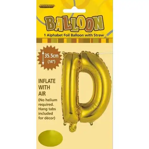 Gold D Alphabet Foil Balloon