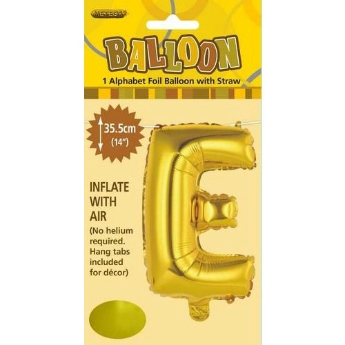 Gold E Alphabet Foil Balloon 35cm