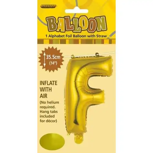 Gold F Alphabet Foil Balloon