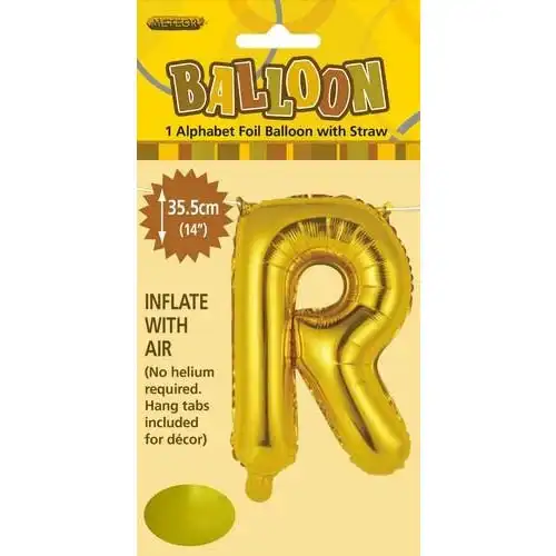 Gold R Alphabet Foil Balloon 35cm