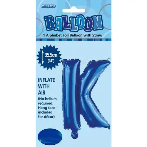 Royal Blue K Alphabet Foil Balloon 35cm