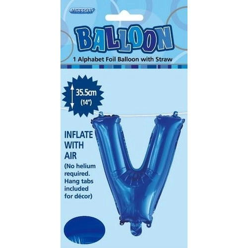 Royal Blue V Alphabet Foil Balloon 35cm