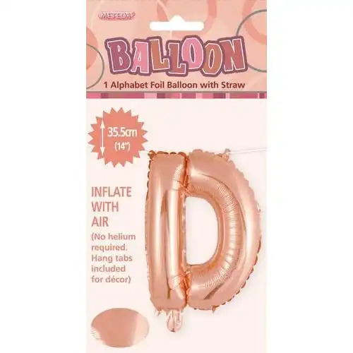 Rose Gold D Alphabet Foil Balloon 35cm