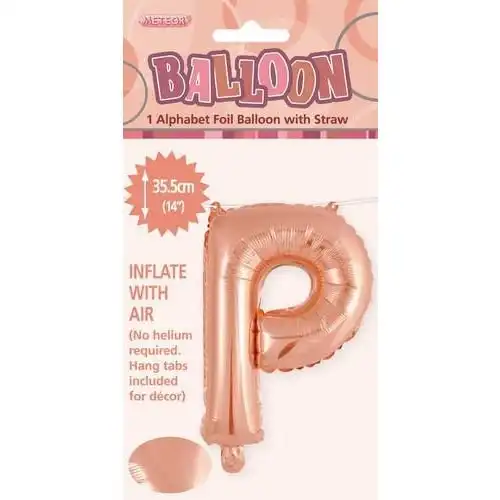 Rose Gold P Alphabet Foil Balloon 35cm