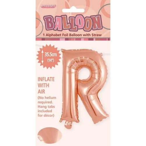 Rose Gold R Alphabet Foil Balloon 35cm