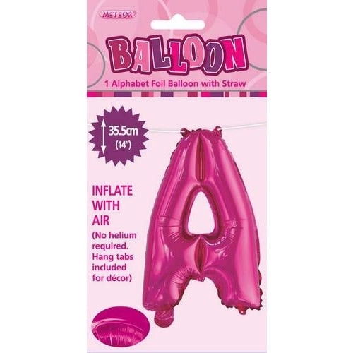 Hot Pink A Alphabet Foil Balloon 35cm