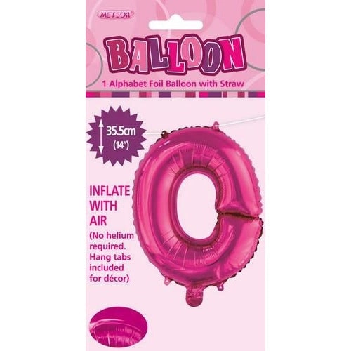 Hot Pink O Alphabet Foil Balloon 35cm