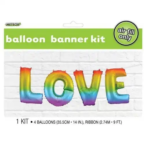 Love Letters Foil Balloon Banner Kit -  Rainbow