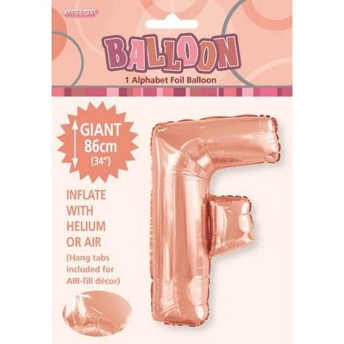 Rose Gold F Alphabet Foil Balloon 86cm