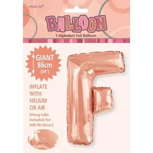 Rose Gold F Alphabet Foil Balloon 86cm