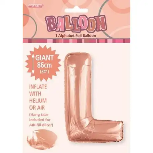 Rose Gold L Alphabet Foil Balloon 86cm