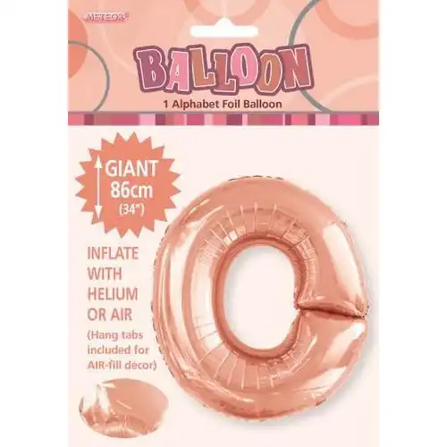 Rose Gold O Alphabet Foil Balloon 86cm