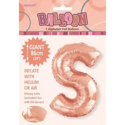 Rose Gold S Alphabet Foil Balloon 86cm