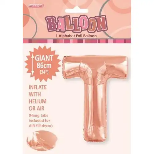 Rose Gold T Alphabet Foil Balloon 86cm