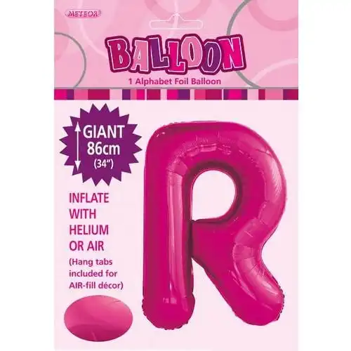 Hot Pink R Alphabet Foil Balloon 86cm