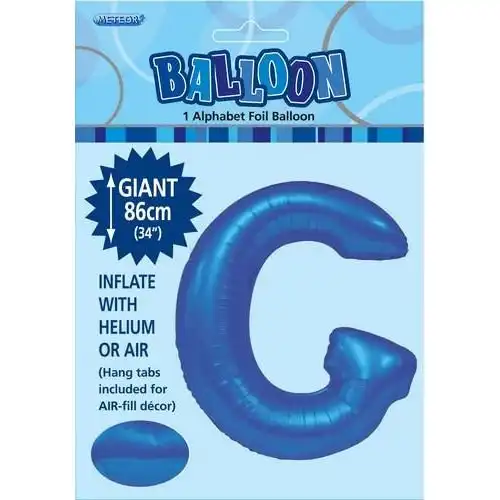 Royal Blue G Alphabet Foil Balloon 86cm