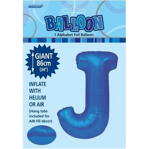 Royal Blue J Alphabet Foil Balloon 86cm