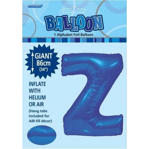 Royal Blue Z Alphabet Foil Balloon 86cm