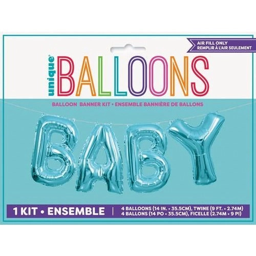 Baby Letters Foil Balloon Banner Kit - Baby Blue