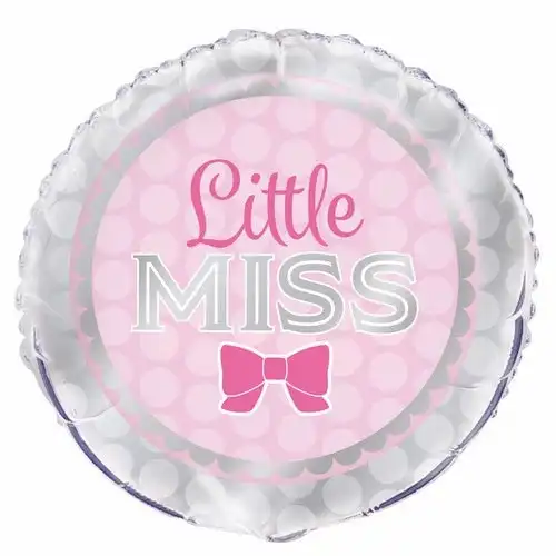 Little Miss Pink Girl Bow 45cm Foil Balloon Packaged