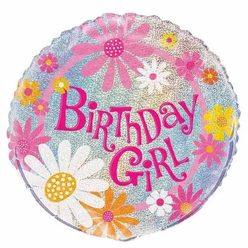 Floral Birthday Girl Foil Balloon