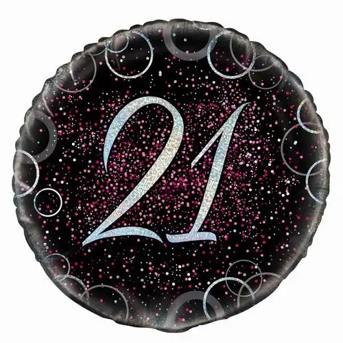 Glitz Pink 21st Birthday Foil Balloon