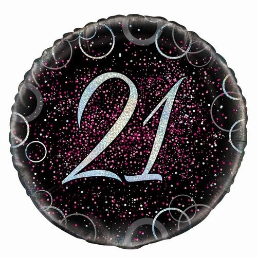 Glitz Pink 21st Birthday Foil Balloon