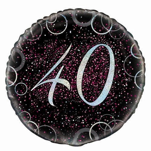 Glitz Pink 40th Birthday Foil Balloon