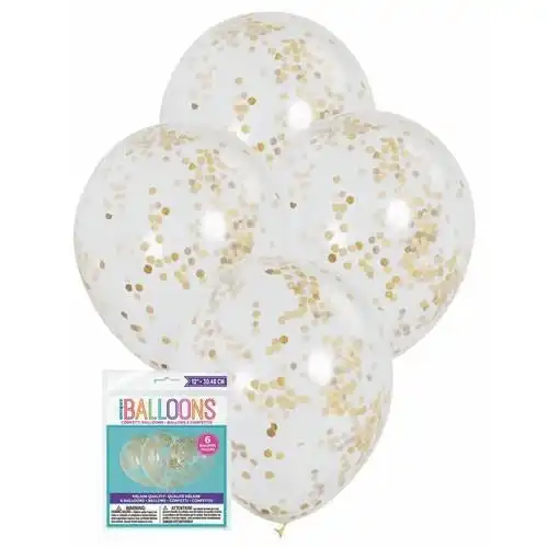 Clear Balloon - W/ gold Confetti