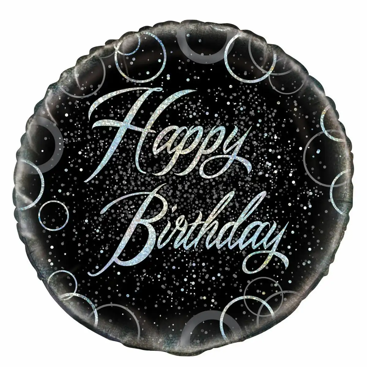 Foil Balloons - Black & Silver Happy Birthday