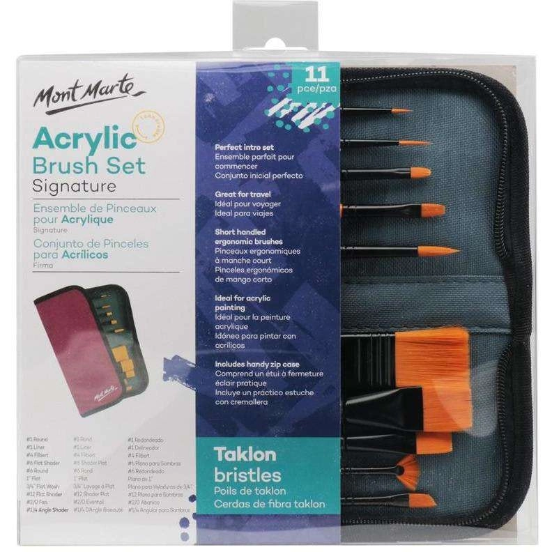 Mont Marte Signature Taklon Acrylic Brush Set in Wallet