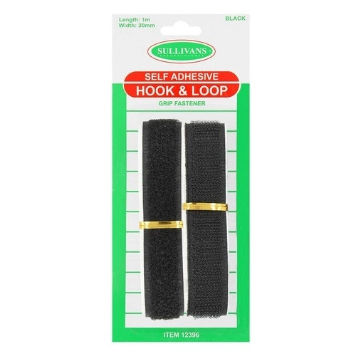 Self Adhesive Hook & Loop Grip Fastener - Black