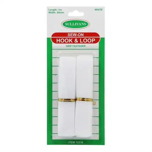 Sew On Hook & Loop Grip Fastener - White