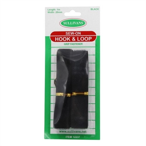 Sew On Hook & Loop Grip Fastener - Black