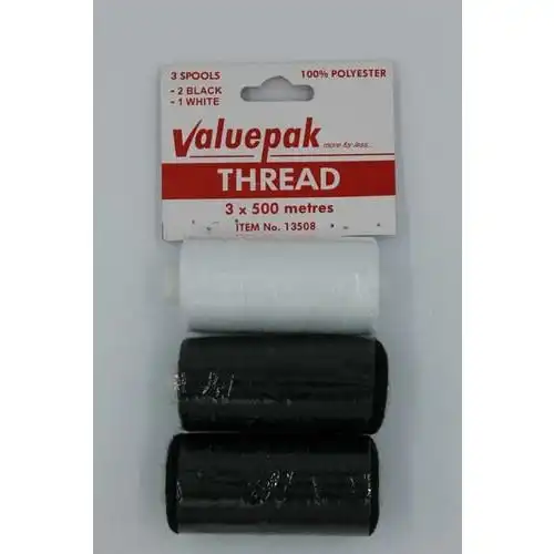 Valuepak Thread 2 Black and 1 White - 3 x 500m