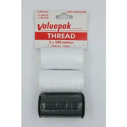 Valuepak Thread 2 White and 1 Black - 3 x 500m