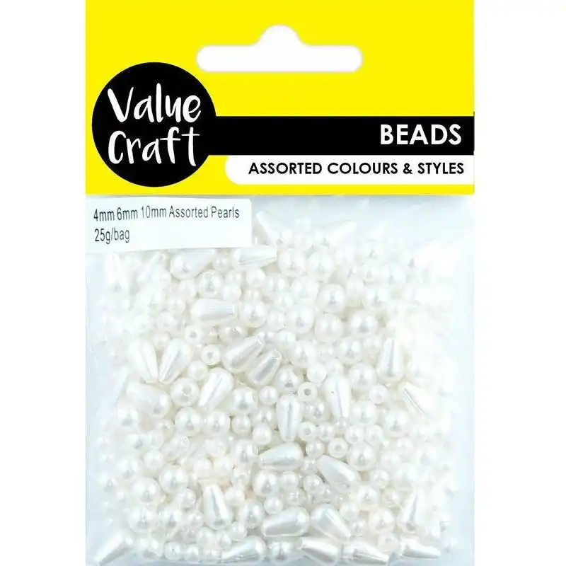 Plastic Beads Pearl Drop - Ivory