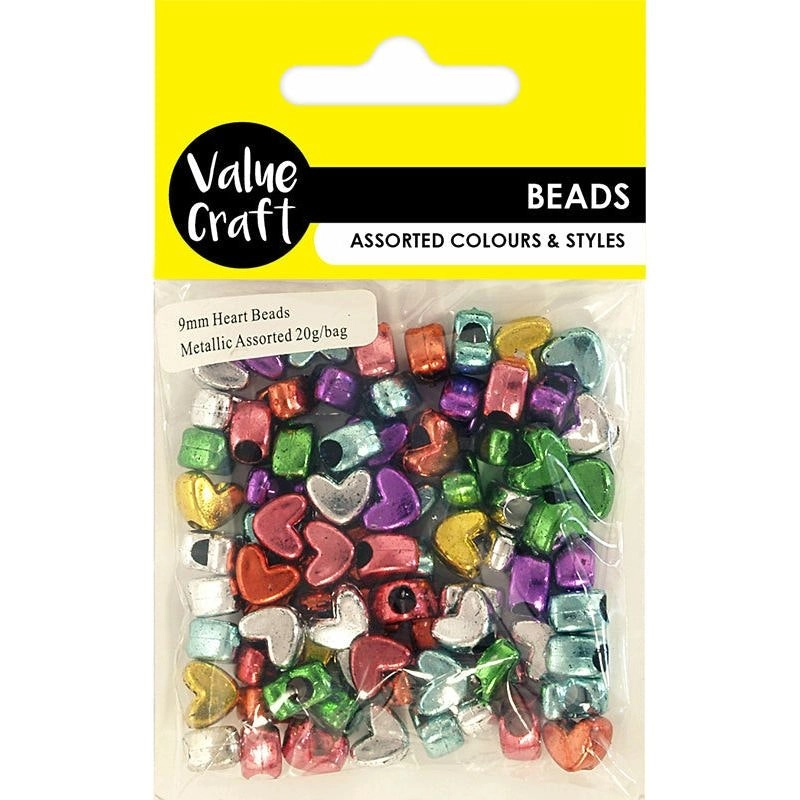 Beads - Hearts Metallic