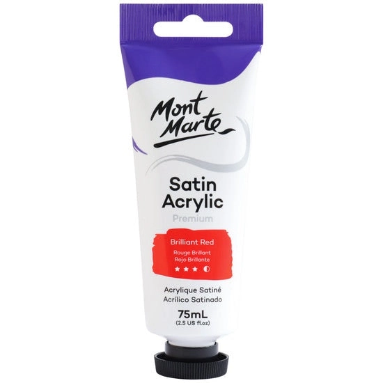 Mont Marte Satin Acrylic Paint - Brilliant Red