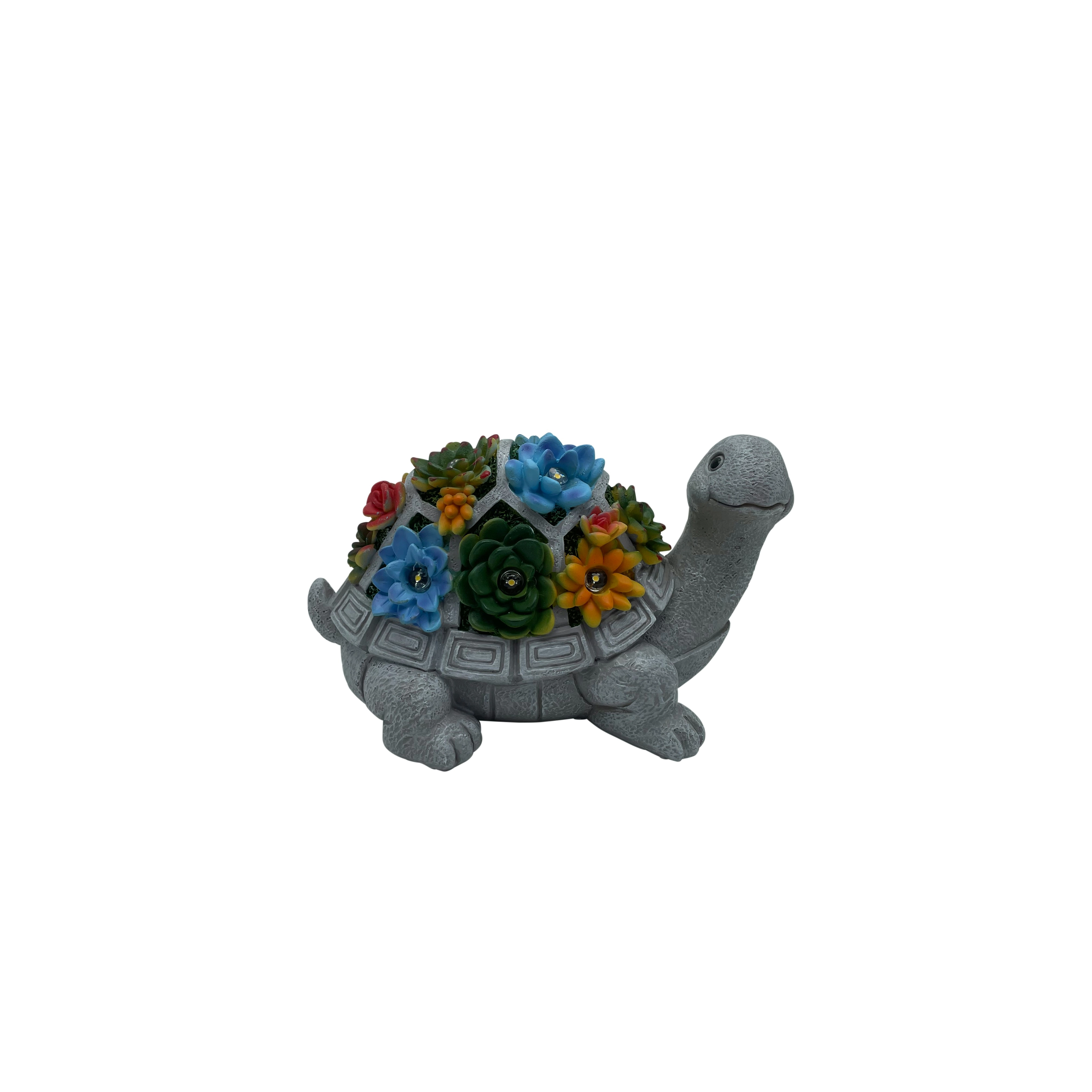 Solar - Turtle Figurine with Succulents