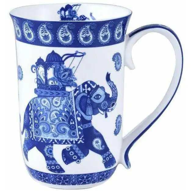 Blue & White Willow Elephant Fine Bone China - Mug