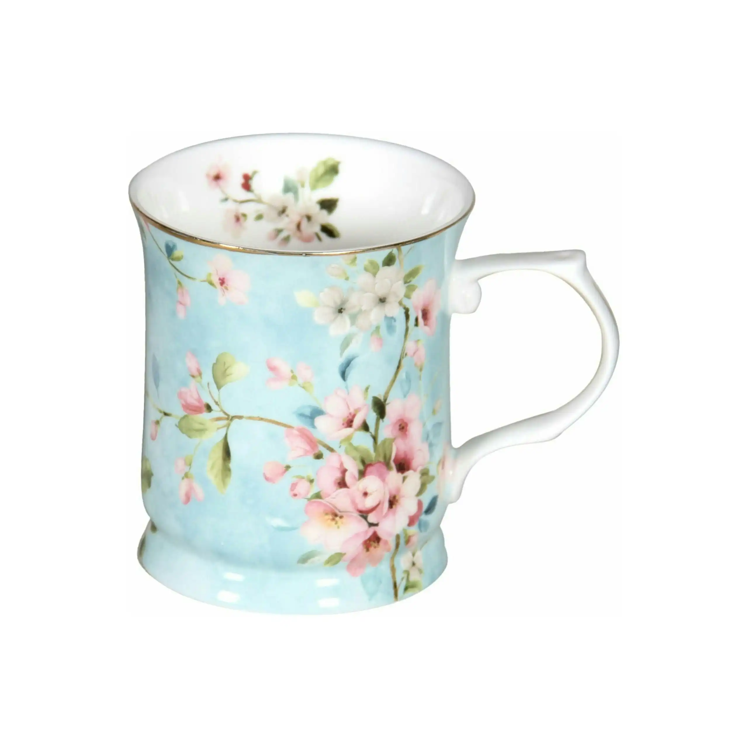 Peach Blossom on Blue Fine Bone China - Mug