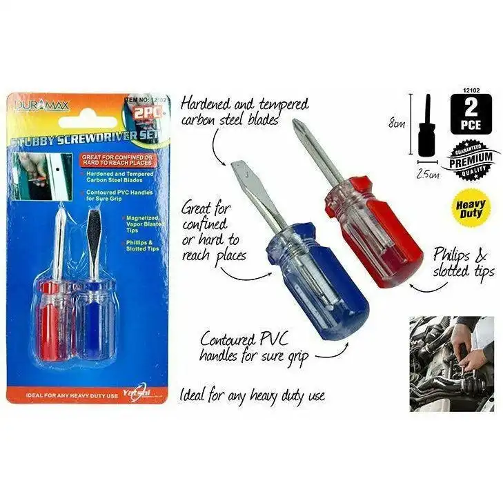 Stubby Screwdriver - 8x2.5cm 2 Piece Set