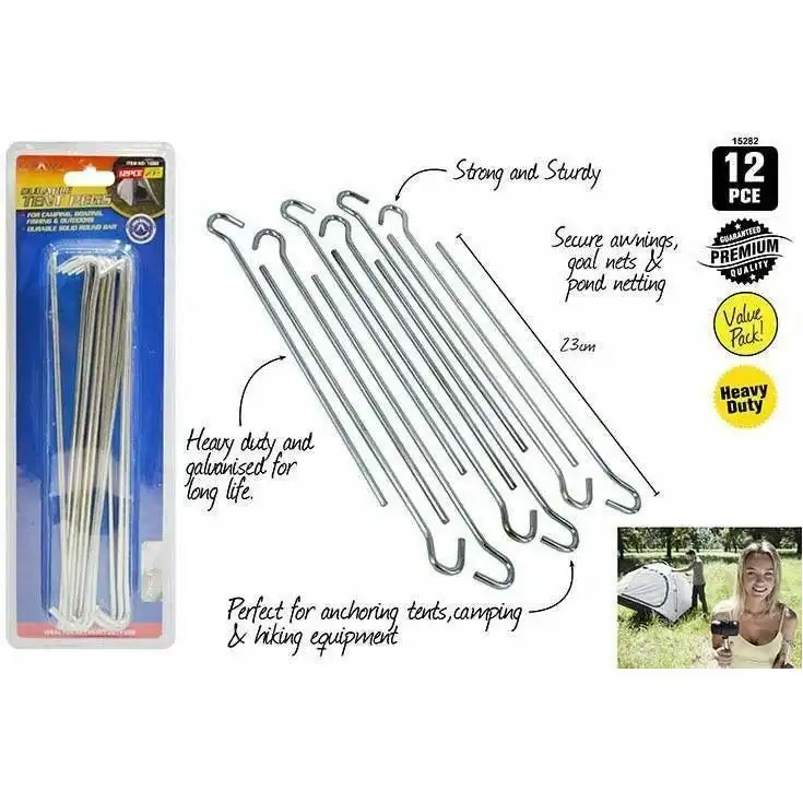 Camping Tent Pegs - 23cm 12 Piece Set