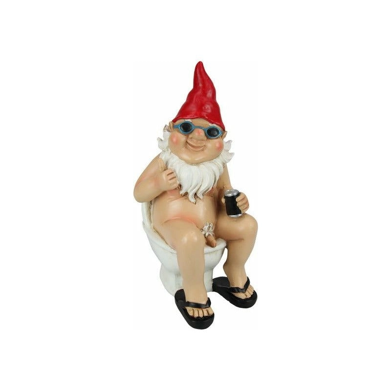 Rude Gnome Sitting on Toilet