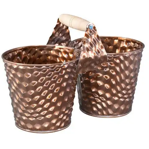 Metal Double Plant Pot Textured Finish