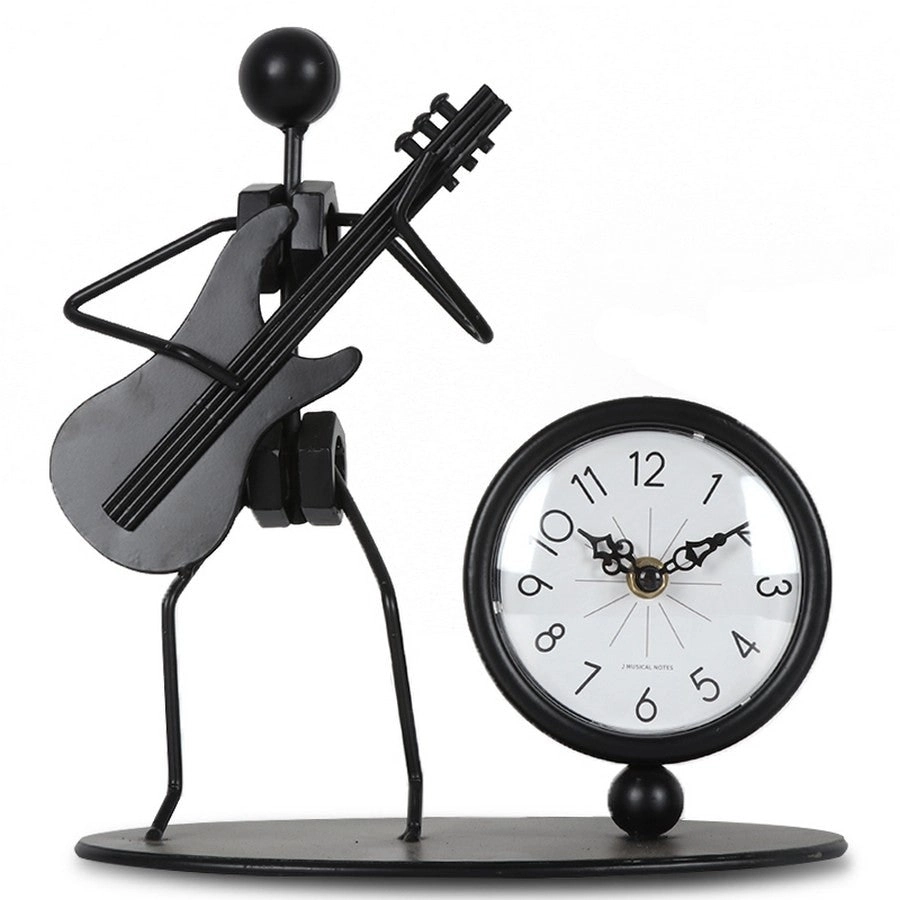 Metal Musician Black Table Clock