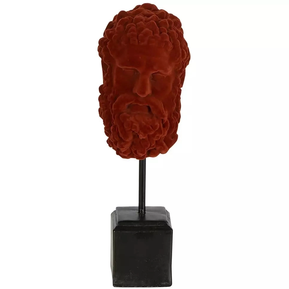 David Flocked Head on Stand Rust Red